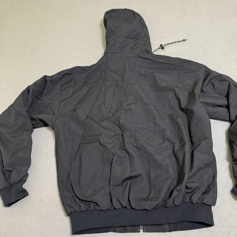 Vtg‎ Bomber Jacket Mens Large Black Hooded Full Zip Pro Fit Union USA 90s Custom